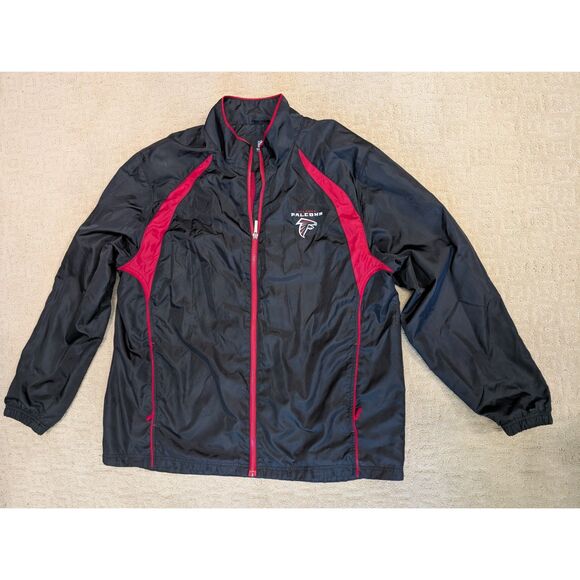 Reebok NFL Atlanta Falcons Jacket Mens 2X 2XL XXL Black Red Windbreaker - Picture 1 of 10